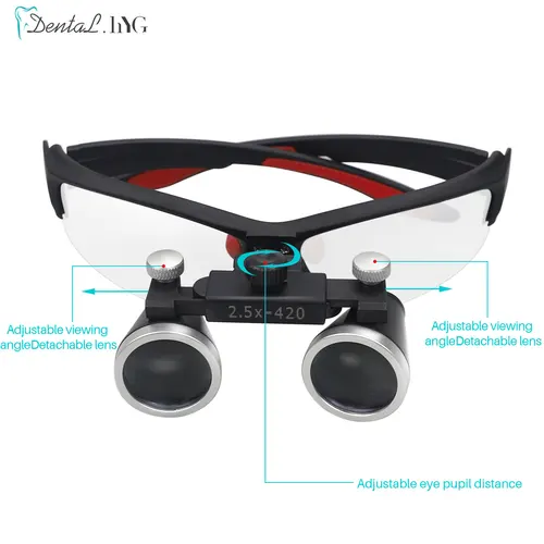 Imagen 2 del producto Lupas dentales 2,5/3,5x lupa laboratorio médico lupa Binocular faro 5W foco con batería