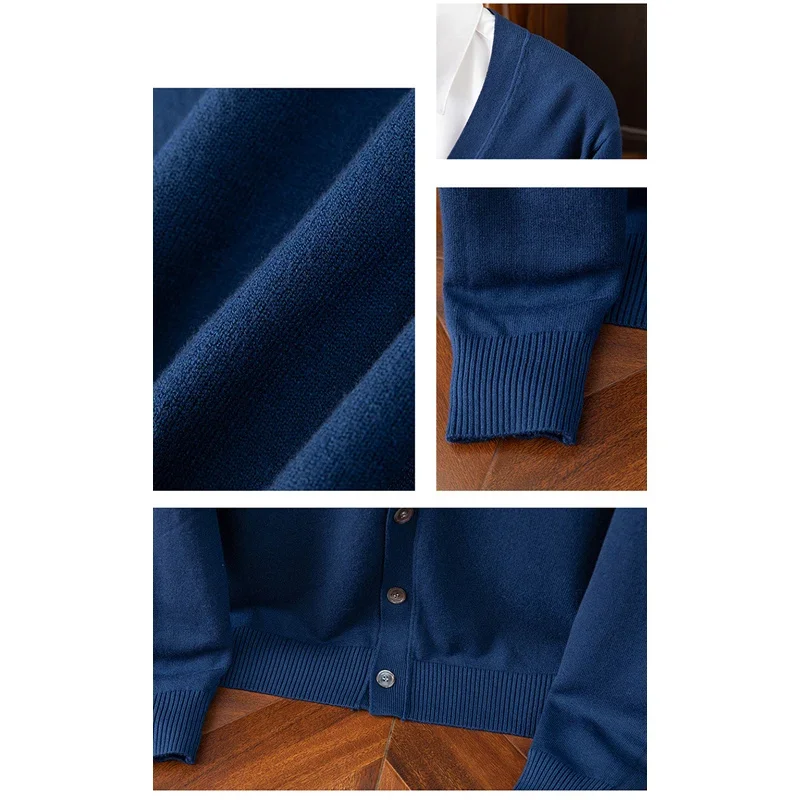 Mens Sweater Cardigan Business Casual Classic V-neck Solid Color Cardigan Men Sweater Korean Fashion Mens Clothes