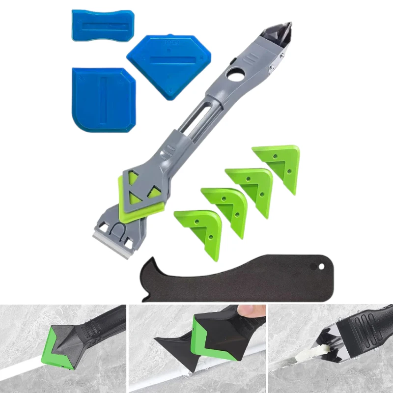 1 conjunto de ferramenta de calafetagem de silicone, removedor de calafetagem e remoção de rejunte, removedor de calafetagem, kit de ferramentas de calafetagem de silicone, 4 peças de raspador de ângulo de cola de vidro