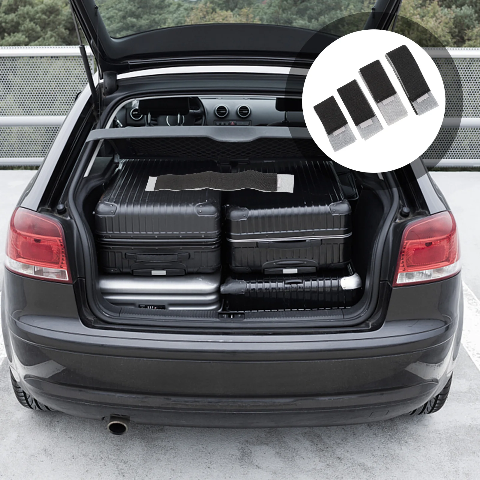 

4Pcs Car Trunk Organizer Belt Heavy Duty Auto Storage Strap Car Trunk Bands for Secure Transport Auto Accessories