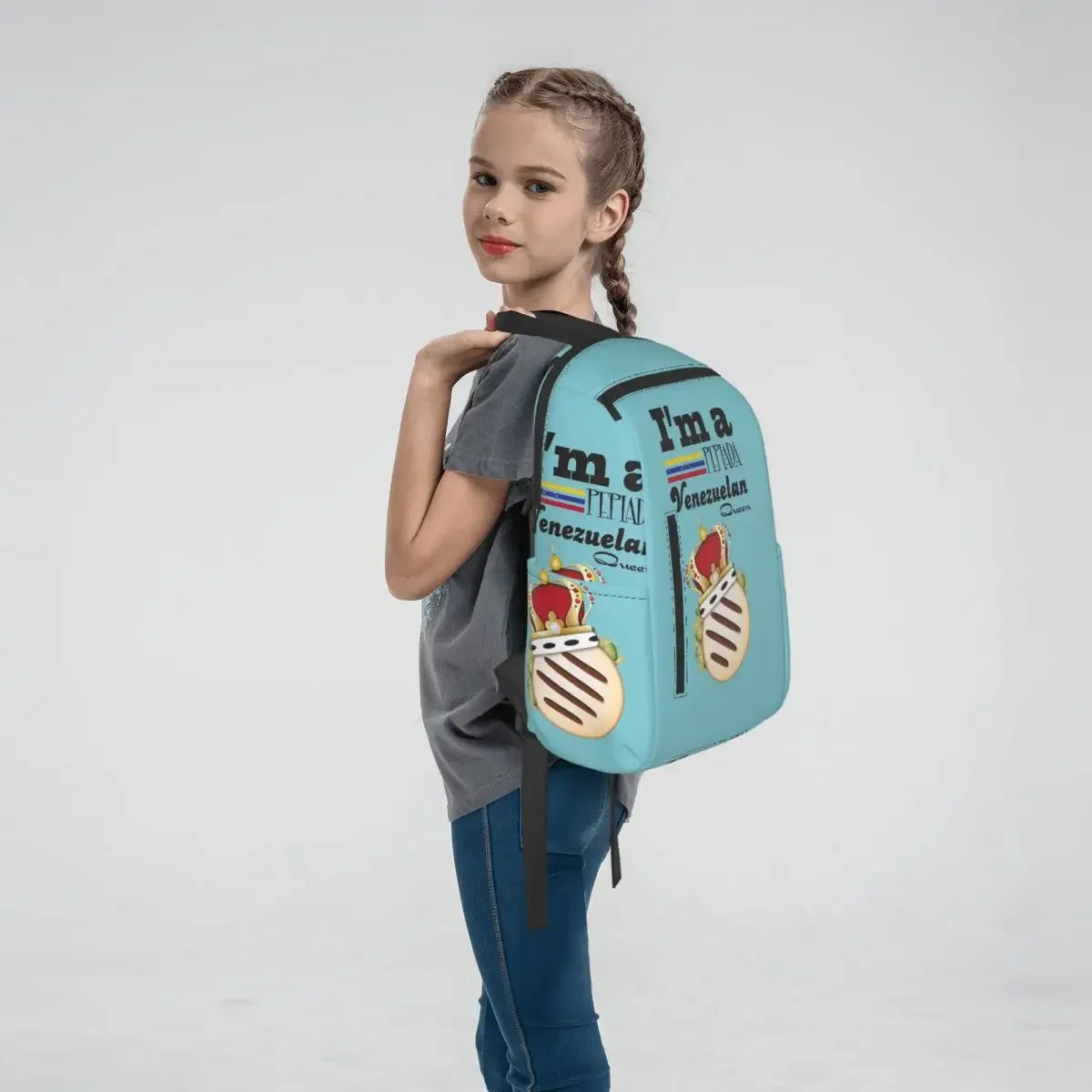 Arepa Venezuela Im A Pepiada Venezuelan Queen Backpack Large Capacity Children BookBag School Bag Shoulder Bags for Men Women