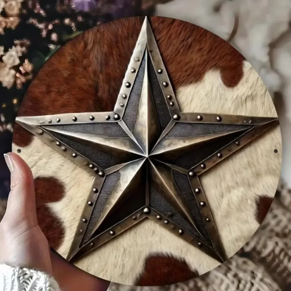 1PC Vintage Western Cowboy Star Metal Sign | Durable Retro Ranch-Style Decor for Indoor & Outdoor Use in Living Room, Bar,