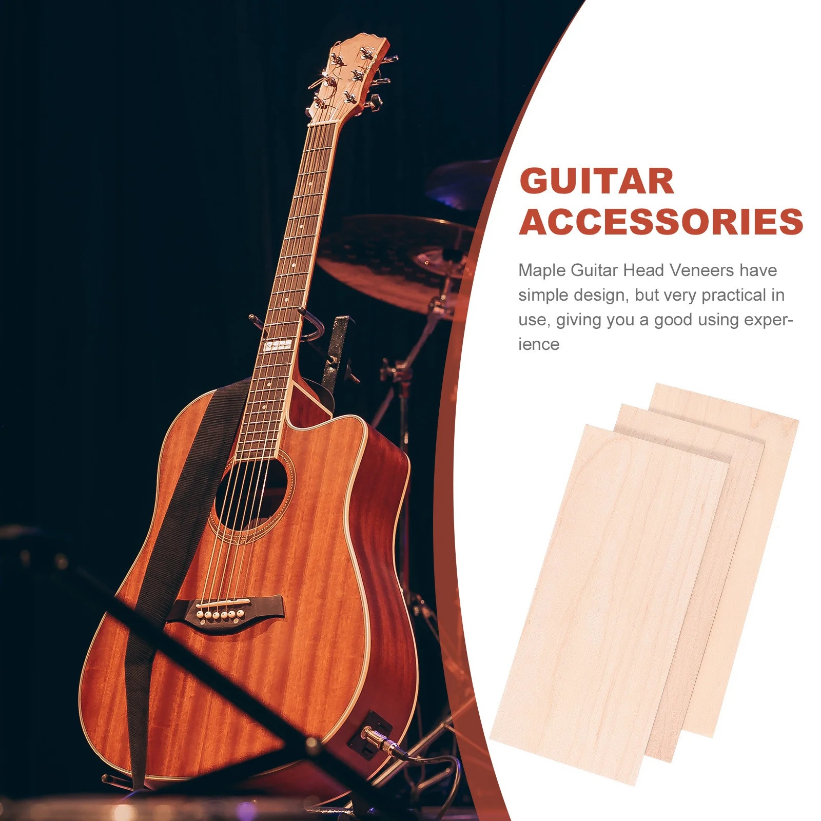 

3 Pcs Guitar Spacers Replacement Parts Electric Accessories Headstock Inlay Luthier Kit Veneer Dovetail Mortise Pad