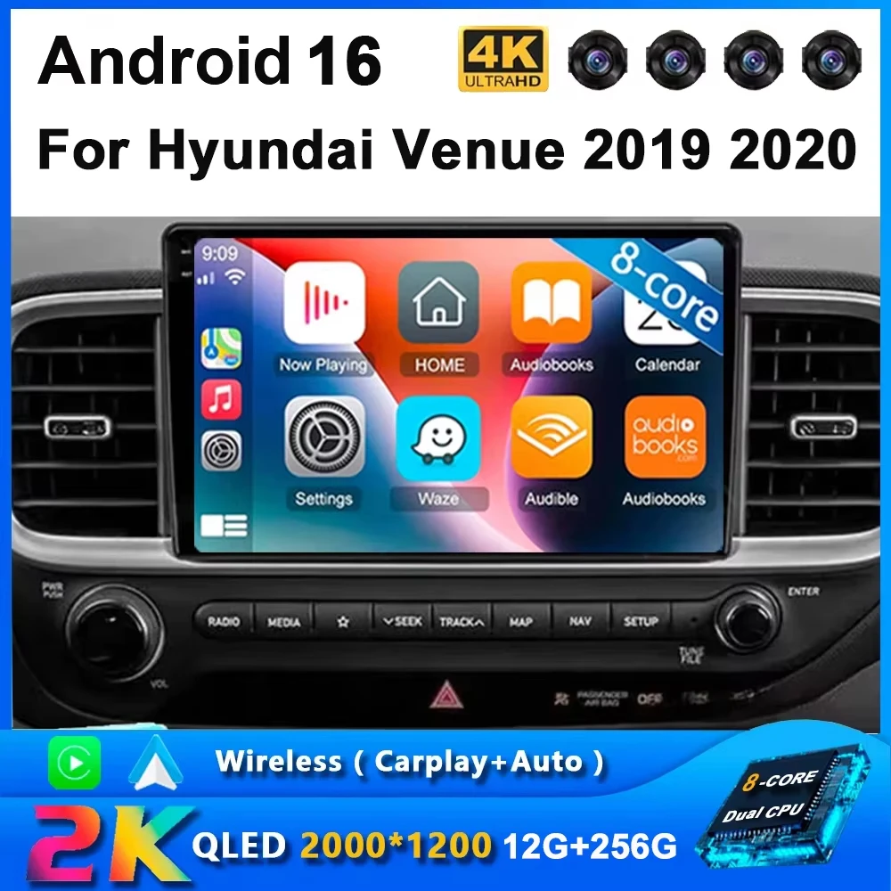 Android 16 Autoradio für Hyundai Venue 2019 2020 Multimedia-Stereo-Videoplayer GPS-Navigation BT 4G Wireless Carplay Auto WIFI