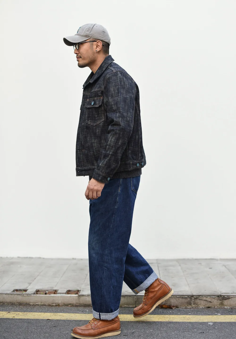 Sauce Zhan Men's Denim Jacket 20oz Heavyweight Selvedge Denim Slub Yarn Double-Dyed Year of The Snake Edition Loose Fit