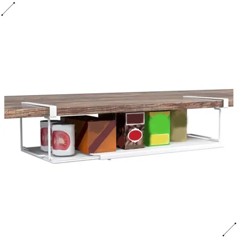 Adjustable Under Cabinet Shelf, Under Desk Storage Long Clips For Office, Metal Under Shelf Storage For Wardrobes Durable -B