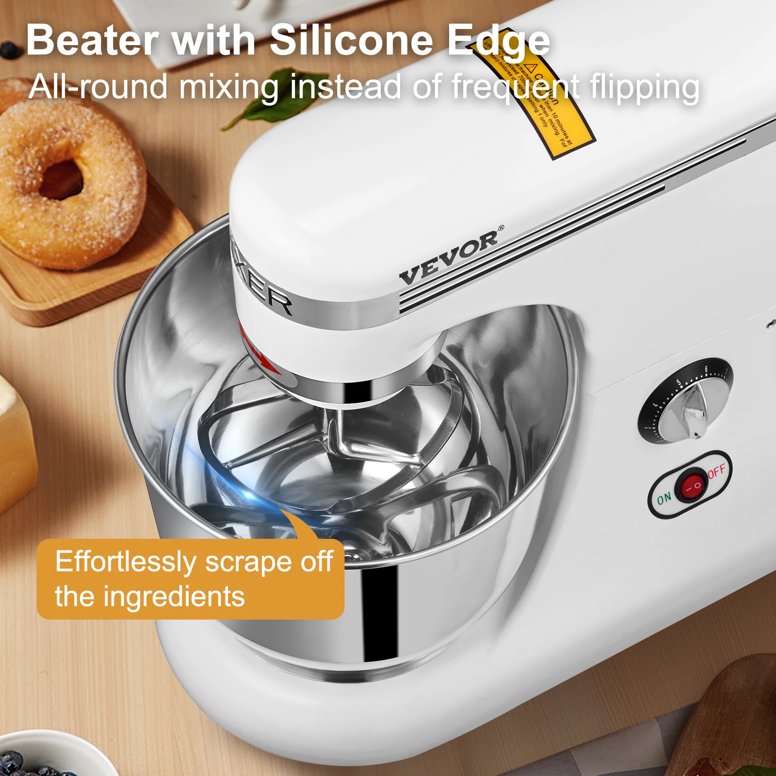 Vevor Ganzmetall-Stand mixer 600w elektrischer Teig mischer mit 11 Geschwindigkeiten Kippkopf-Mixer mit 7,4 qt Edelstahls chale