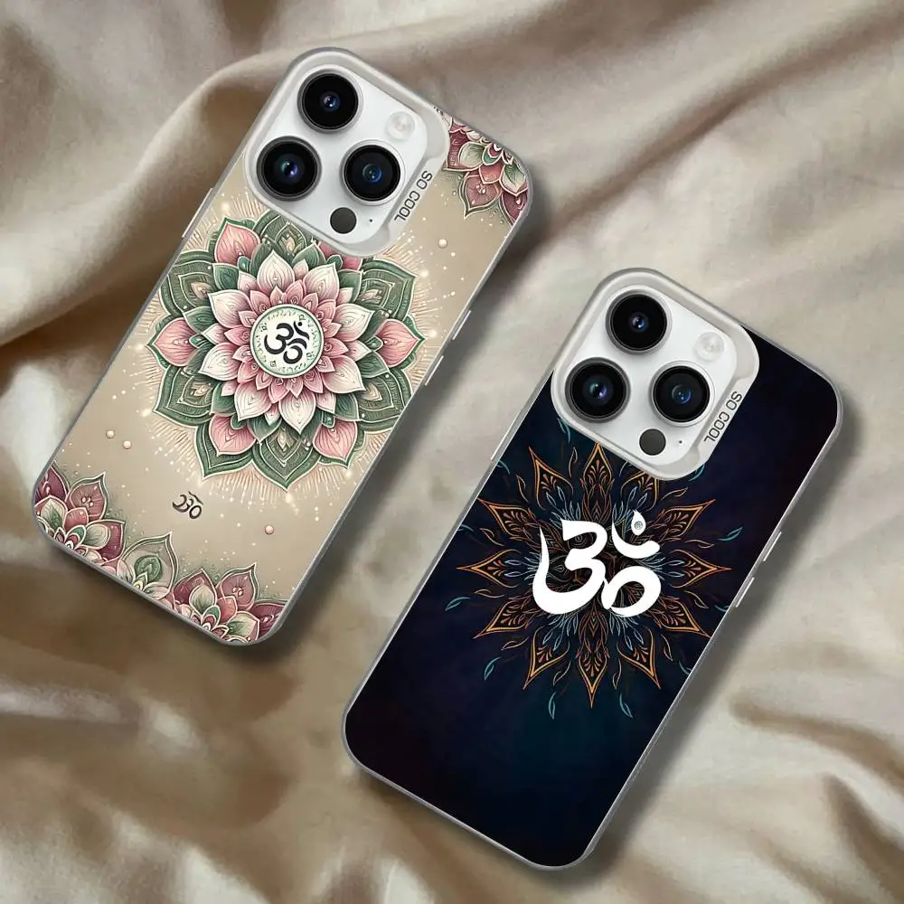 

Yoga Aum Om Mandala Elegant For iPhone 17,16,15,14,13,12,11,Mini,Pro,E,SE4,XS,MAX White Shockproof Candy Matte Cover