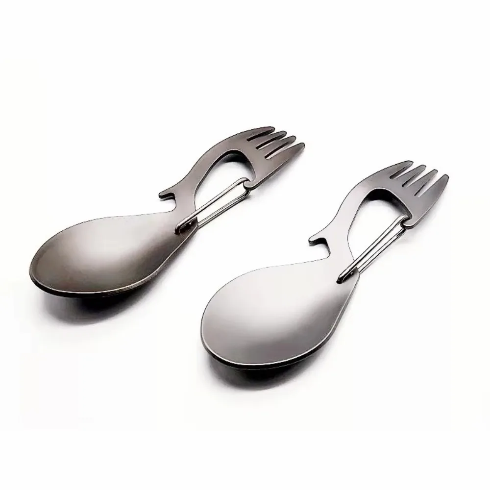 High Quality Portable Fork 3-in-1 Pure Titanium/stainless Steel Spoon MultiFunctional Outdoor Camping Tableware