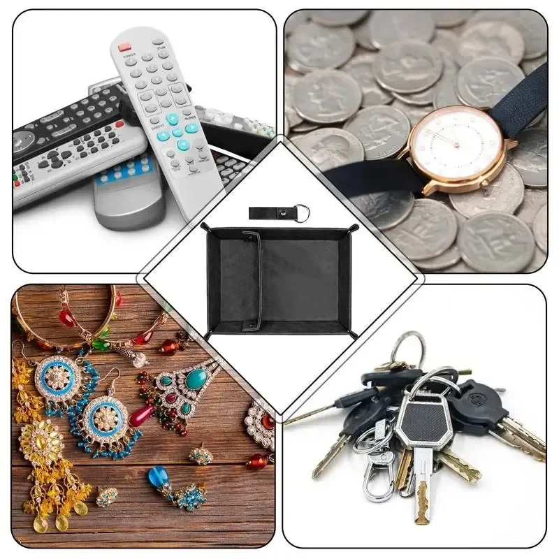 【الأكثر مبيعا】صينية جلدية للرجال من جلد البولي يوريثان منظم مكتب صينية صيد بجانب السرير منضدة صينية مكتب مع فواصل لـ #5