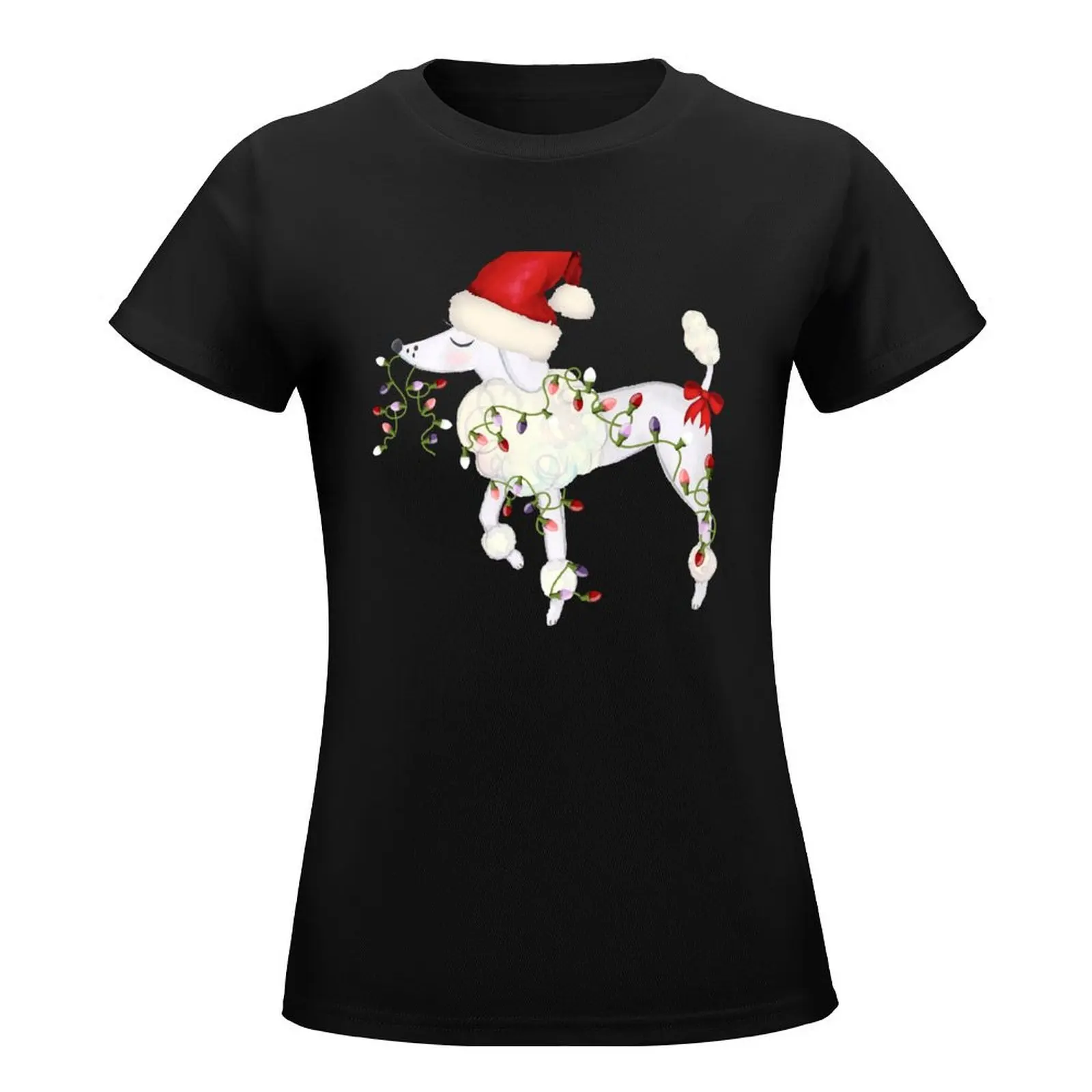 Christmas Poodle T-Shirt Aesthetic clothing cute clothes summer clothes Blouse t shirt Women