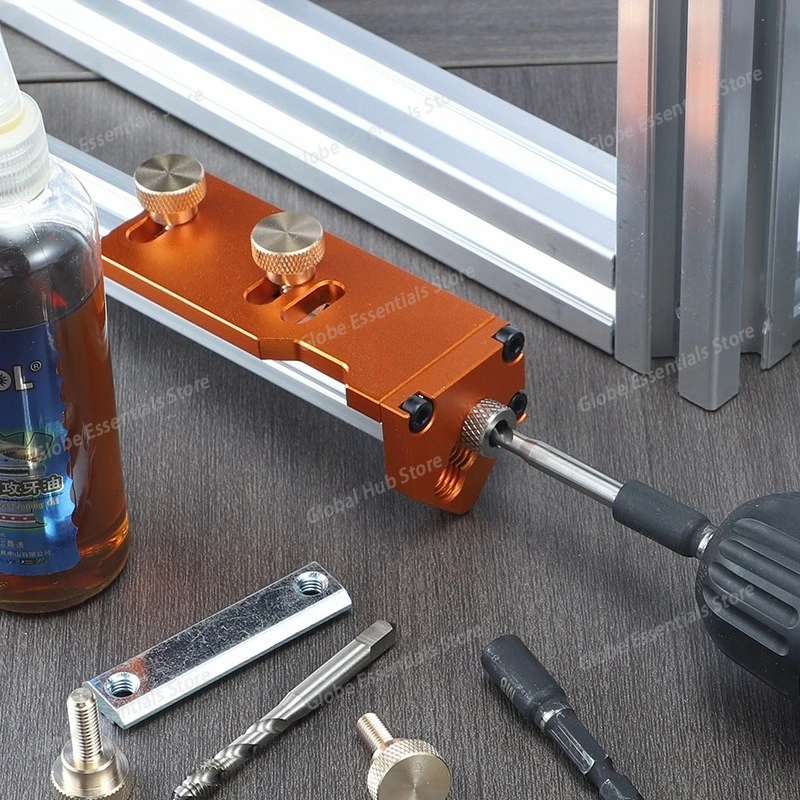 Aluminum Profile Tapping Guide Set Manual Locator Tap Wrench Drilling Aid Tool for DIY Furniture Jig