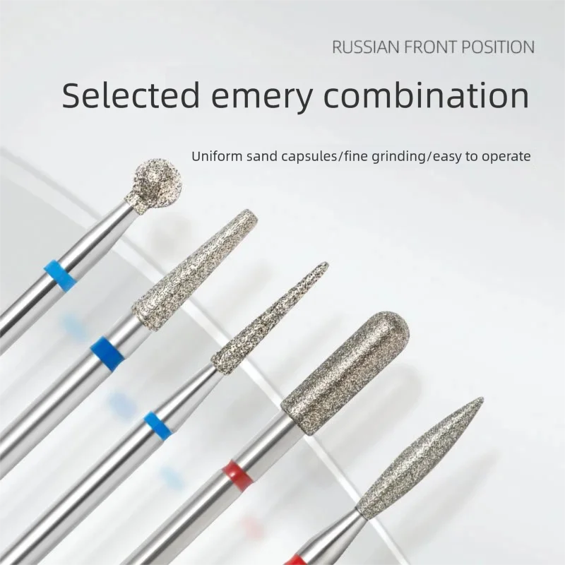 5 قطعة/المجموعة/مجموعة أدوات مانيكير برأس مبرد معالجة مسبقًا على الطراز الروسي مع حقيبة مفتوحة لإزالة الجلد الماسي ورؤوس ملف الماس #1