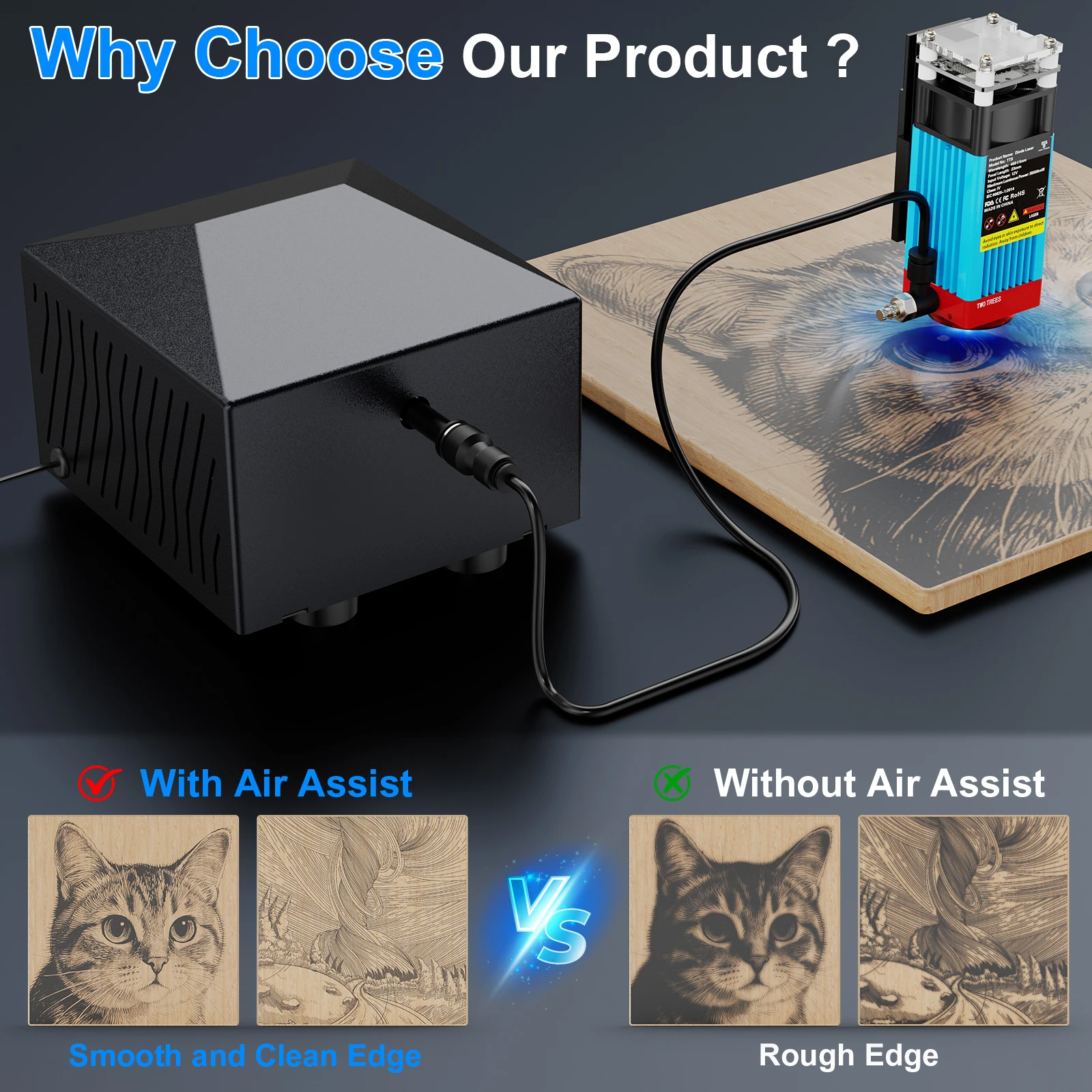 Twotrees P2 Air Assist kit 25L/min for TTS Pro TS2 S9 Compatible multiple laser modules Laser engraving machine accessories - view 3