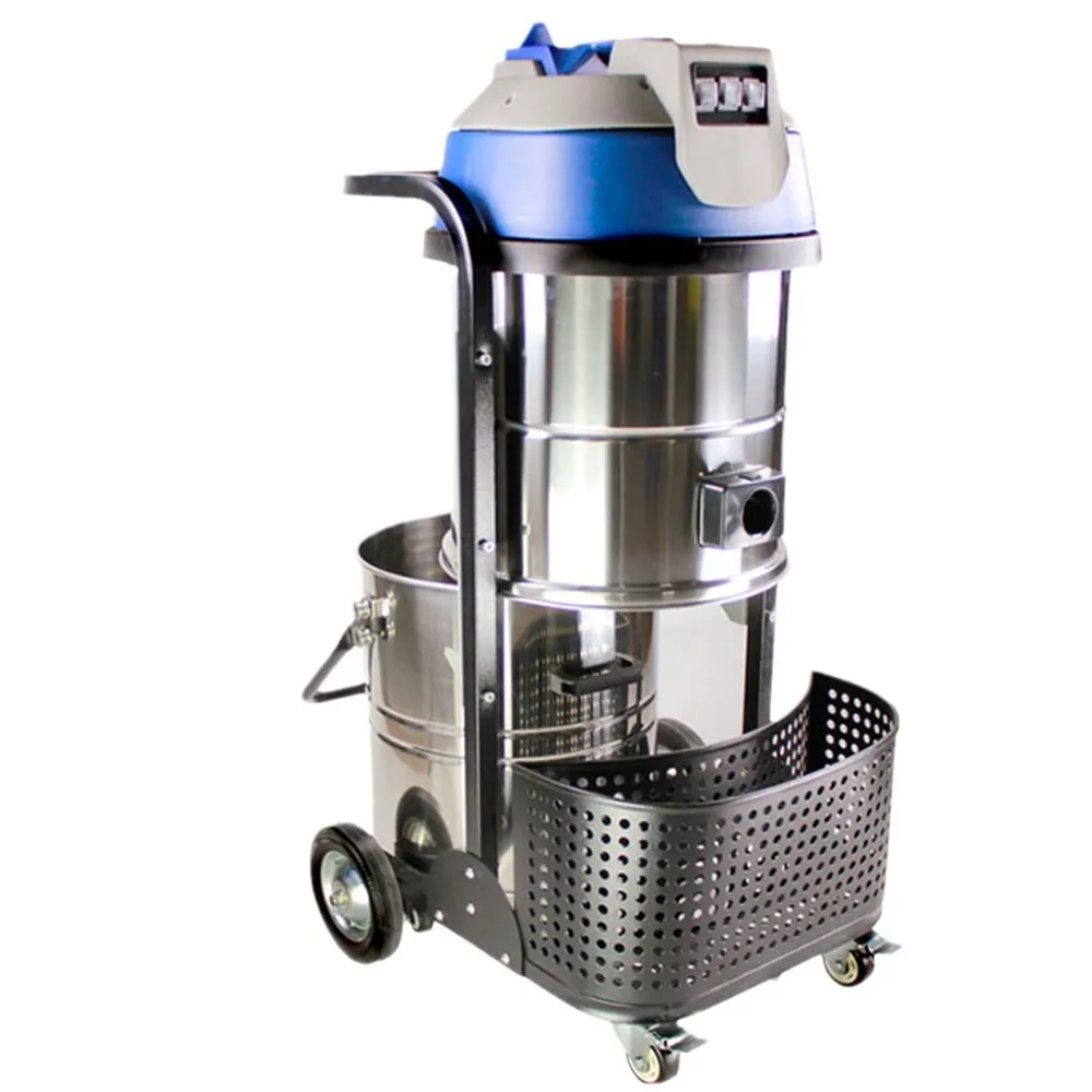 Round stainless steel barrel body industrial vacuum dry wet dual purpose cleaning equipment