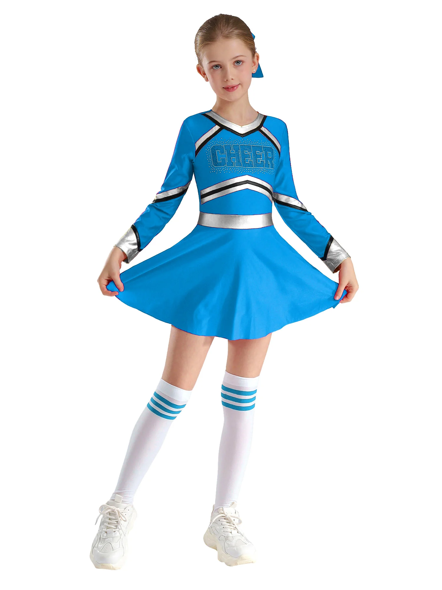 Girls Cheerleading Dance Team Uniforms Stage Performance School Sport Meeting Club Clothing Fancy Dress Up Masquerade Ball