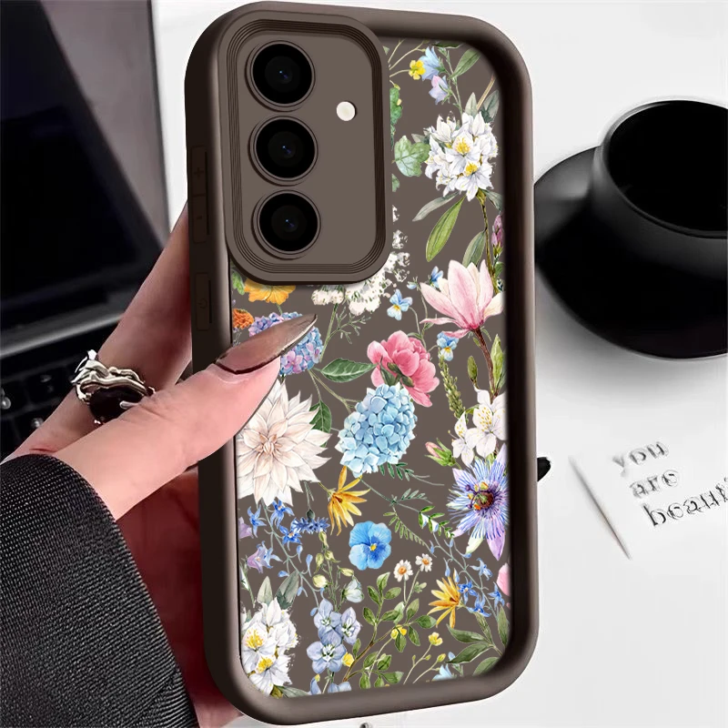 Case For Samsung Galaxy S24 S23 S22 S21 Ultra 23 21 FE A55 A52 A53 A54 A35 A34 A14 A15 5G Hydrangea Flower Pattern Phone Covers