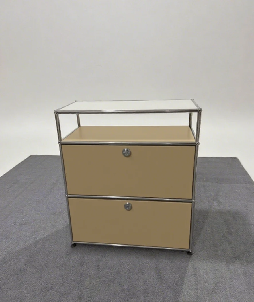 

Vintage Modular Combination Metal Sideboard Storage Rack Cabinet with 2 Doors