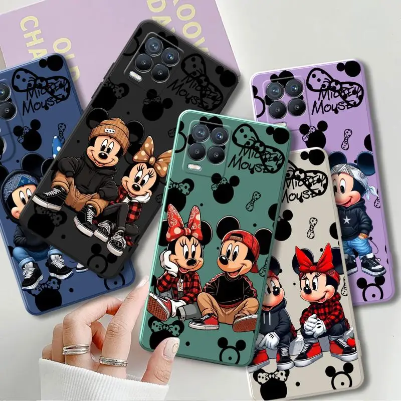 Disney Mickey Minnie Mouse Phone Case for Realme 10Pro 11 Pro 10 9 7 Pro 8S 9i 5G 9 ProPlus 6 TPU With Lanyard Silicone Cover