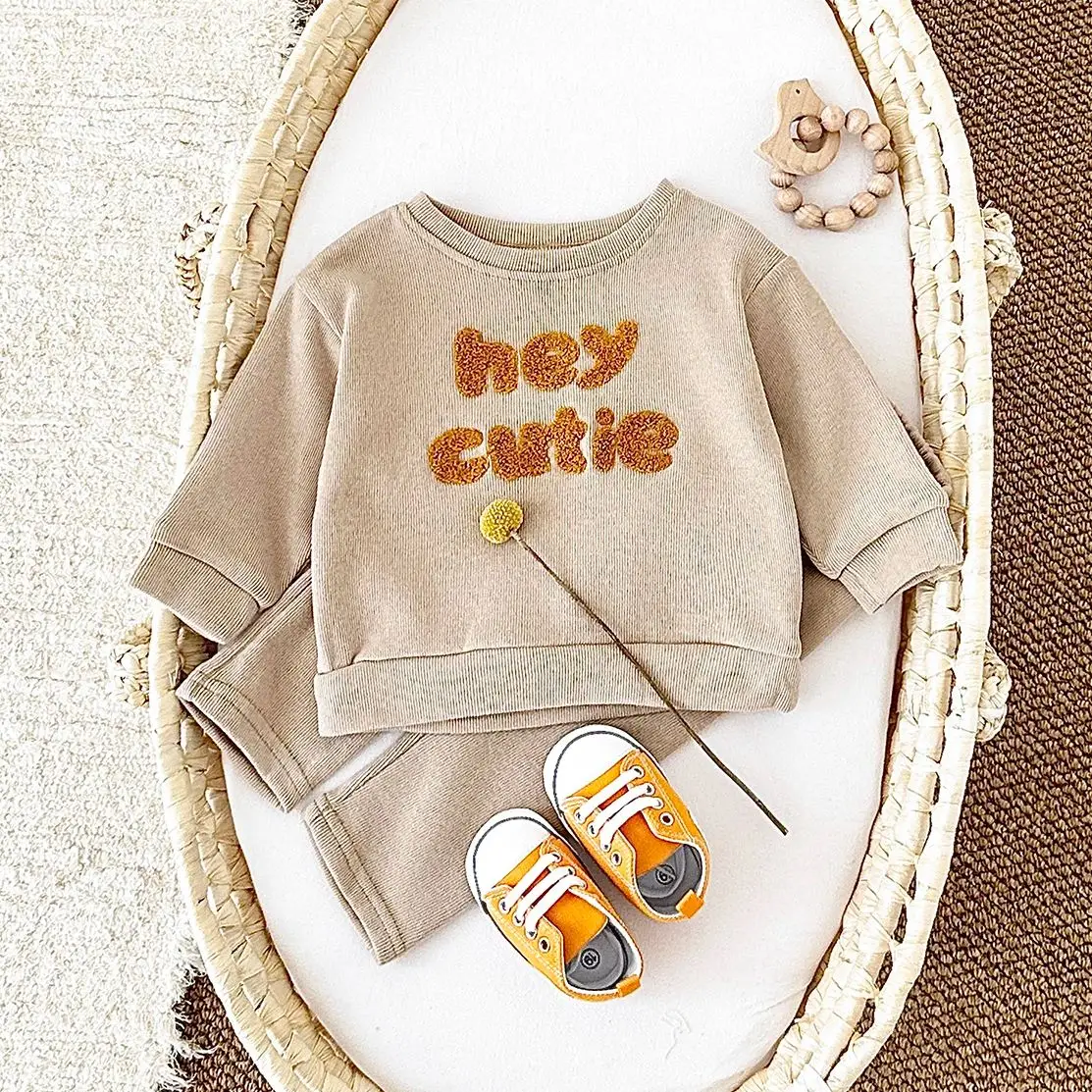 Ins Baby Sets Newborn Baby Boys Girls Casual Tops Sweater + Loose Trouser 2pcs Infant Baby Clothing Outfits 0-3Y