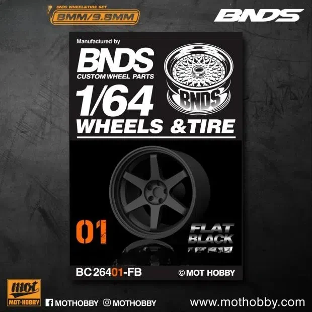 BNDS 1:64 New Wheel Rims with Multiple Options for Matte Black Tires BC264FB Modifying and Assembling Model Accessories