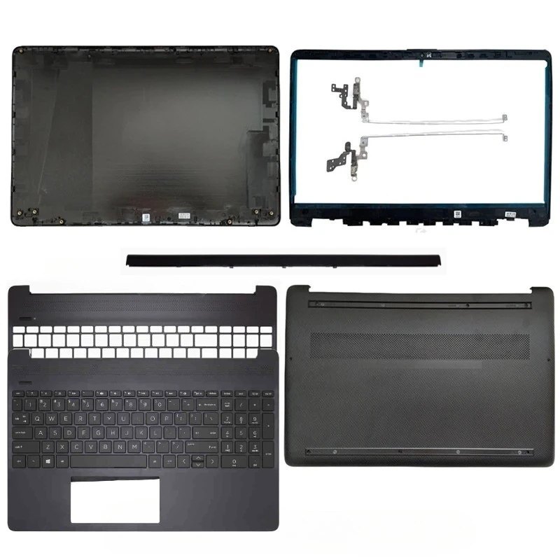 Новые корпуса для HP 15-EF 15-DY 15T-DY 15S-EQ 15S-FQ TPN-Q222, задняя крышка ЖК-дисплея, передняя рамка, рамка, петли, упор для рук, нижняя часть корпуса, черный Новые корпуса для HP 15-EF 15-DY 15T-DY 15S-EQ 15S-FQ TPN-Q222, задняя крышка ЖК-дисплея, передняя рамка, рамка, петли, упор для рук, нижняя часть корпуса, черный