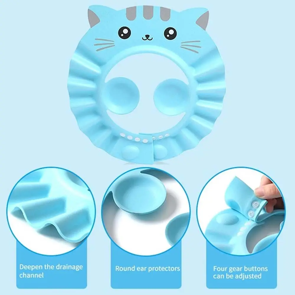 Cartoon Children Bathing Prevent Water Into Ear Infant Shampoo Cap Baby Shower Cap Hair Wash Shield Hat Kids Bath Hat