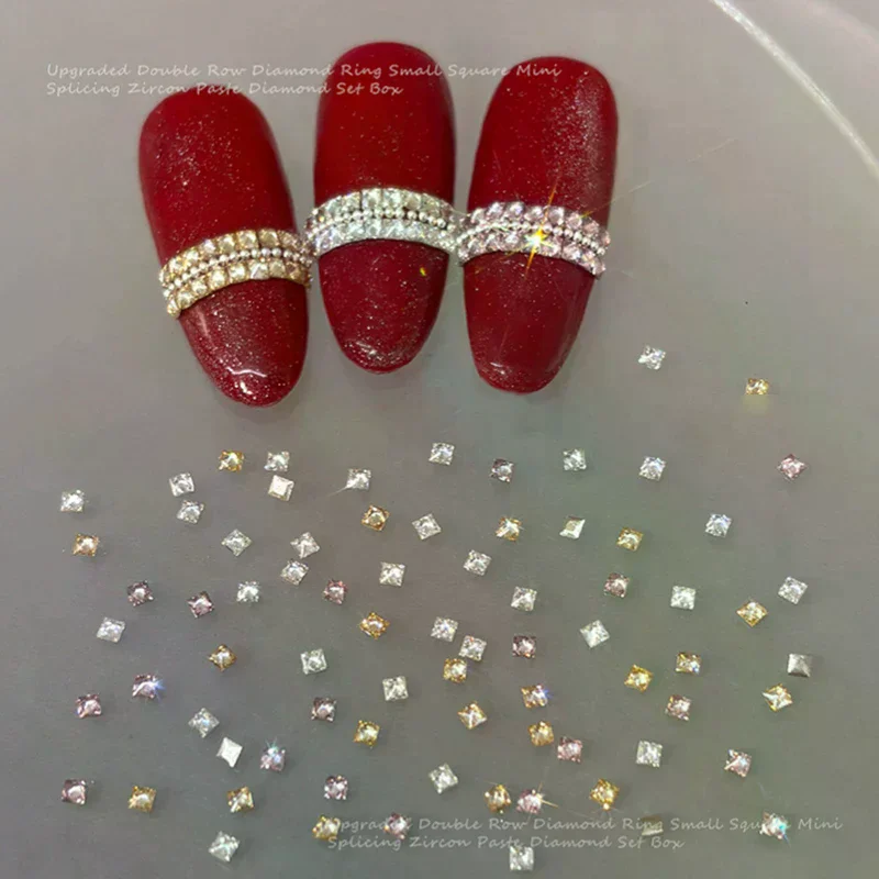 50pcs/Box Shiny White Zircon Rhinestones Nail Charms Mini Square Nails Gemstones Flatback Nail Art Craft Diamonds Decoration