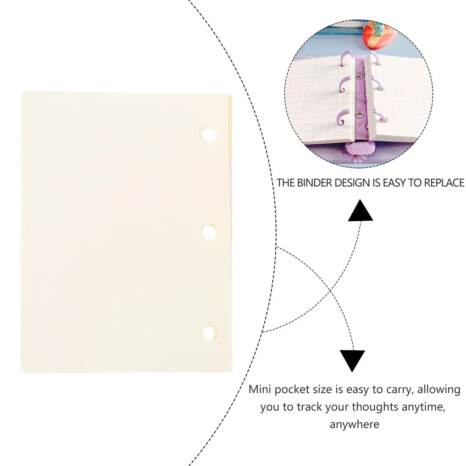 240Sheets Hand Organizer Note Paper Smooth Writing Household Scrapbook Replaceable Binder Paper Convenient Writing Supply