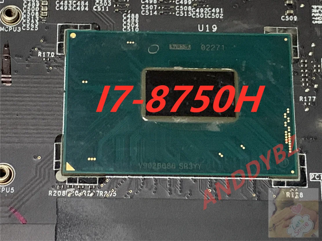 Used MS-17F21 VER 1.0 Original FOR MSI GF75 THIN 9SC LAPTOP Motherboard With SR3YY I7-8750H AND CPU GTX1050M 100% Working OK