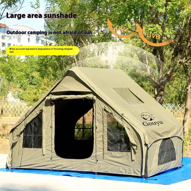 Inflatable Tent Outdoor Camping Autumn and Winter Warm Camping Overnight Small House Military Green Cotton Style