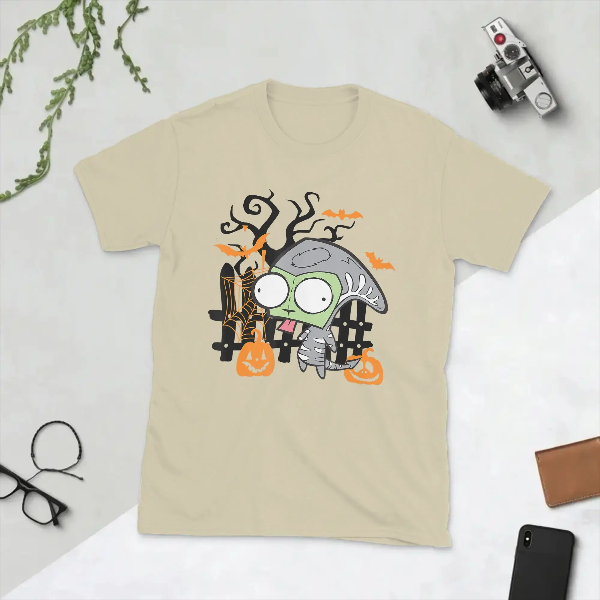 Invaders Zim Gir Skeleton Halloween Pumpkin Men's T Shirts Tee Shirt Short Sleeve Round Neck T-Shirts Cotton Gift Idea Clothing