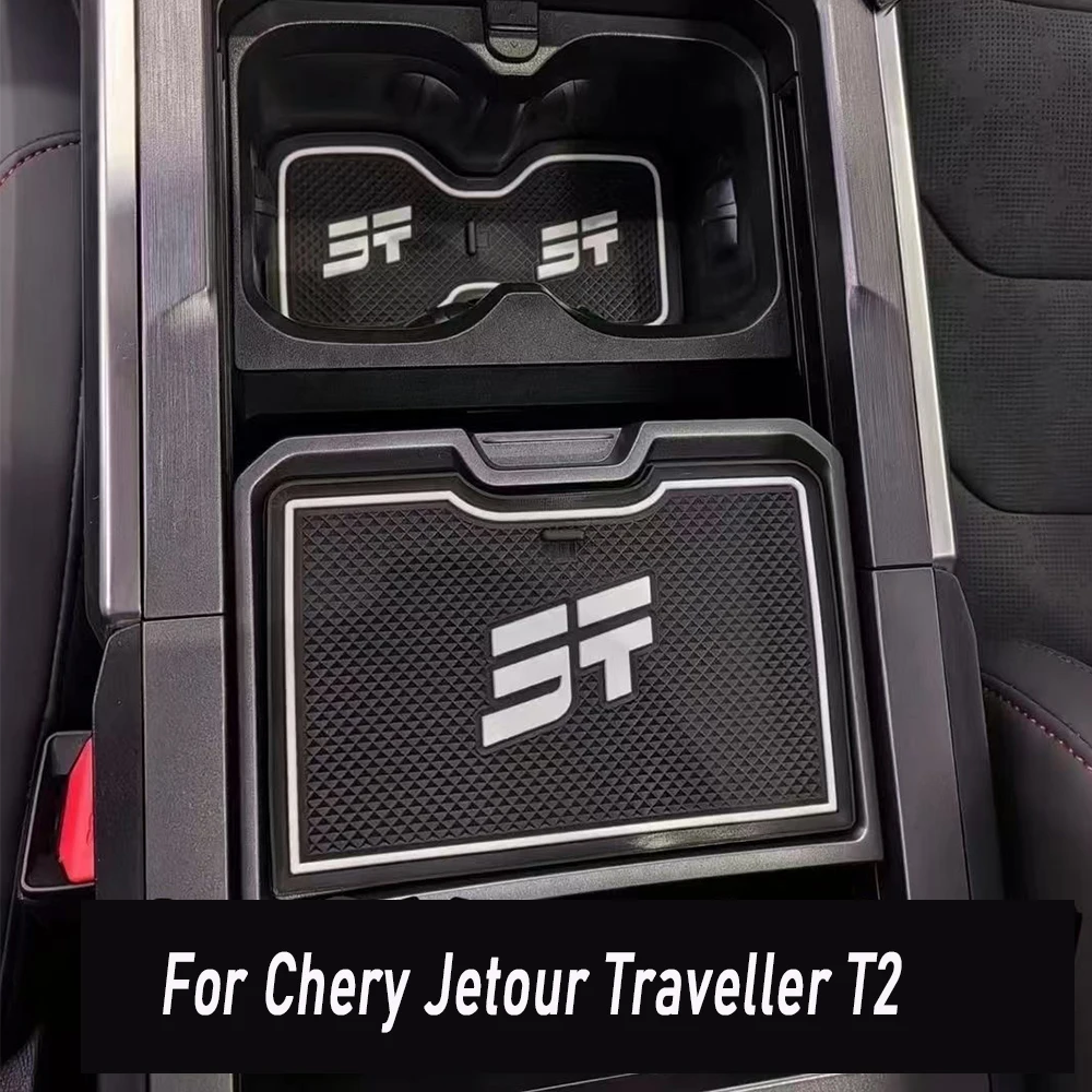 

For Chery Jetour Traveller T2 2023 Car Styling Non-Slip Mat Door Groove Pad Silicone leather Gate Slot Cup Cushion Accessories