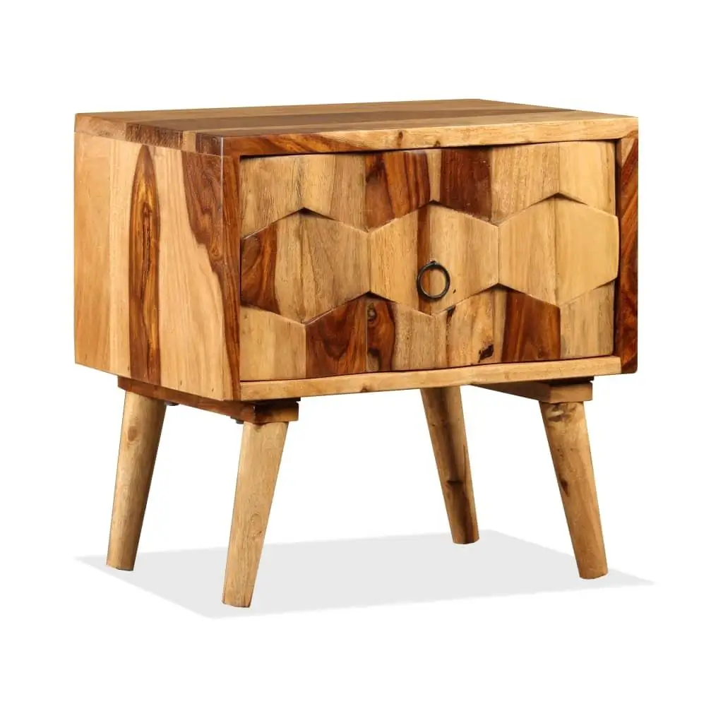 Solid Sheesham Wood Bedside Cabinet with 1 Drawer - Stylish and Durable Nightstand