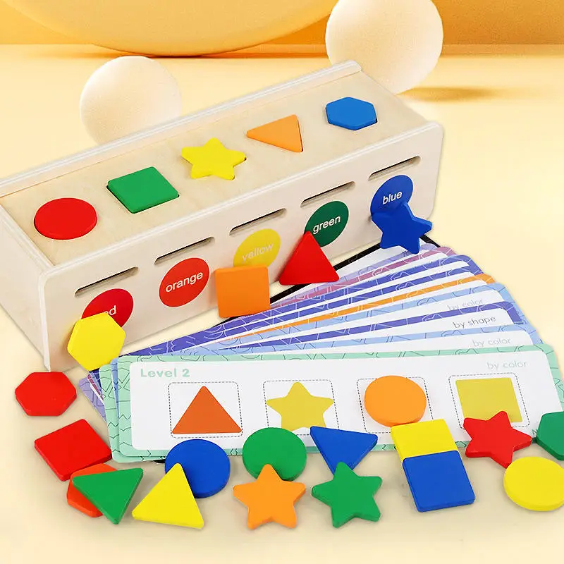 Wooden Montessori Toys Children's Cognitive Shape Color Matching Toys Early Educational Wooden Sorting Box Kids Gift Toys