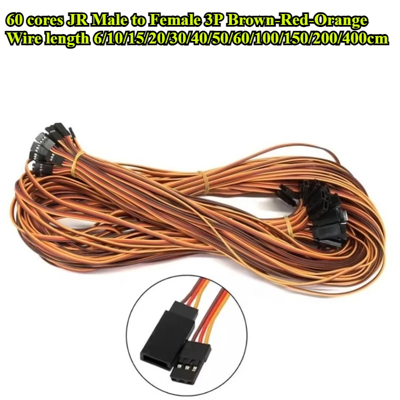 10Pcs 60 cores Servo JR Male to Female Extension Wire Cable Length 6cm/10cm/15cm/20cm/30cm/40cm/50cm/60cm/100cm/150cm/200/400cm