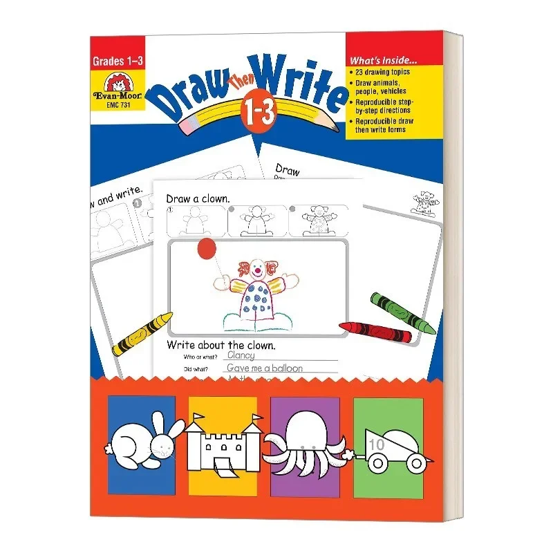 Evan-Moor Draw...Then Write, Grades 1-3 Workbook,aged 6 7 8 9, English book 9781557997319