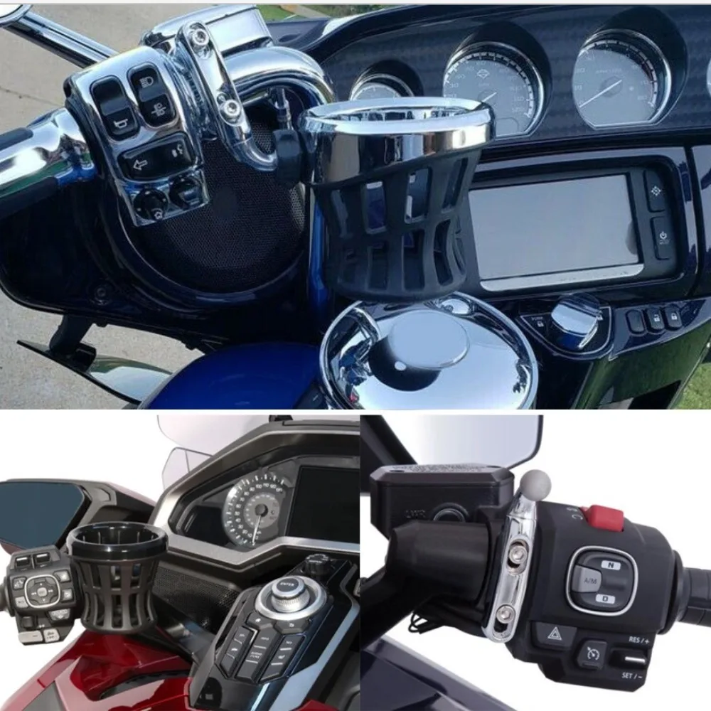 Motorcycle Handlebar Mounted Drink Cup Driver Drink cup Holder For Harley Road King Electra Glide Sportster Dyna Softail 1996-UP