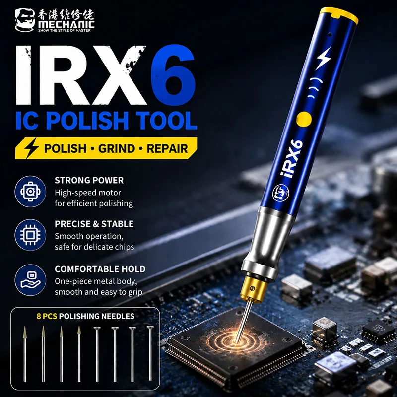 MECHANIC IRX6 Electric Grinder Engraving Pen Intelligent Charging IC Polishing Tool for Phone CPU Chip Repair