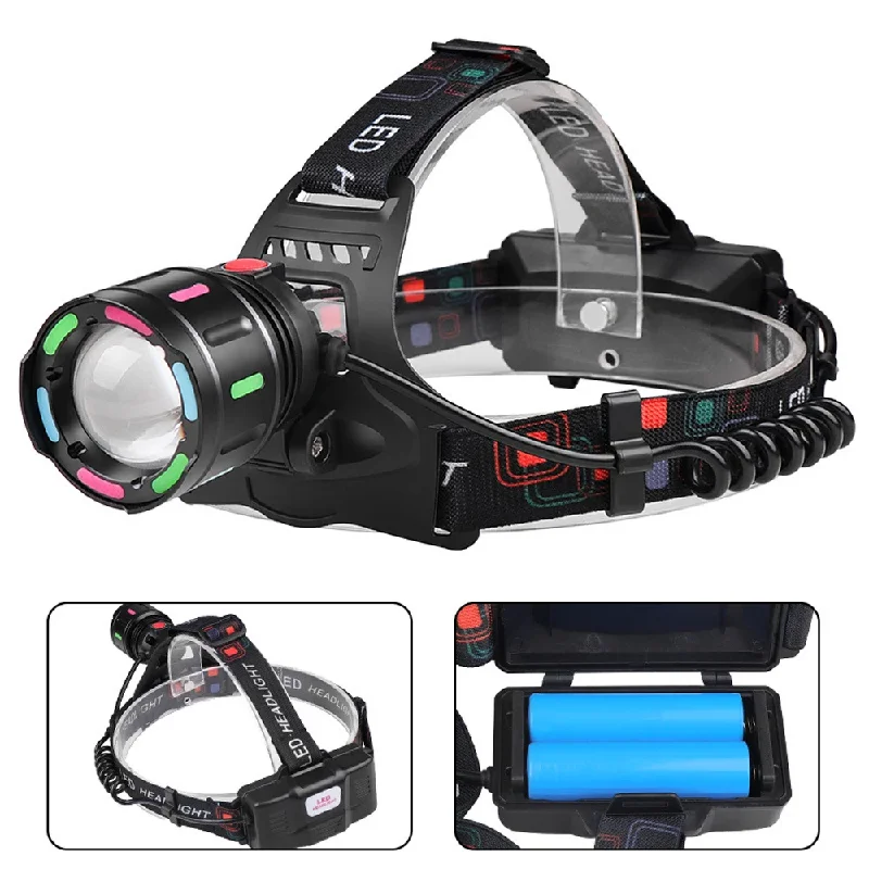 USB Rechargeable Fluorescent Headlight High Power LED Headlamp Waterproof Lantern Zoom Head Flashlight Outdoor Camping Fishing