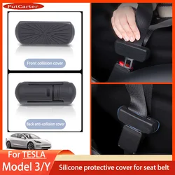 For Tesla Model3/Y Seatbelt Buckle Protective Cover Silicone Collision Cover Avoidance SafetyBelt Clip Protector Car Accessories