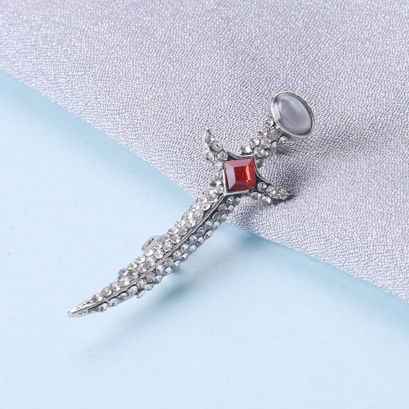 

New Fashionable Diamond Knife Brooch For Men And boys, Suitable For Party And Gathering Bow Flower Jewelry Gift Accessories