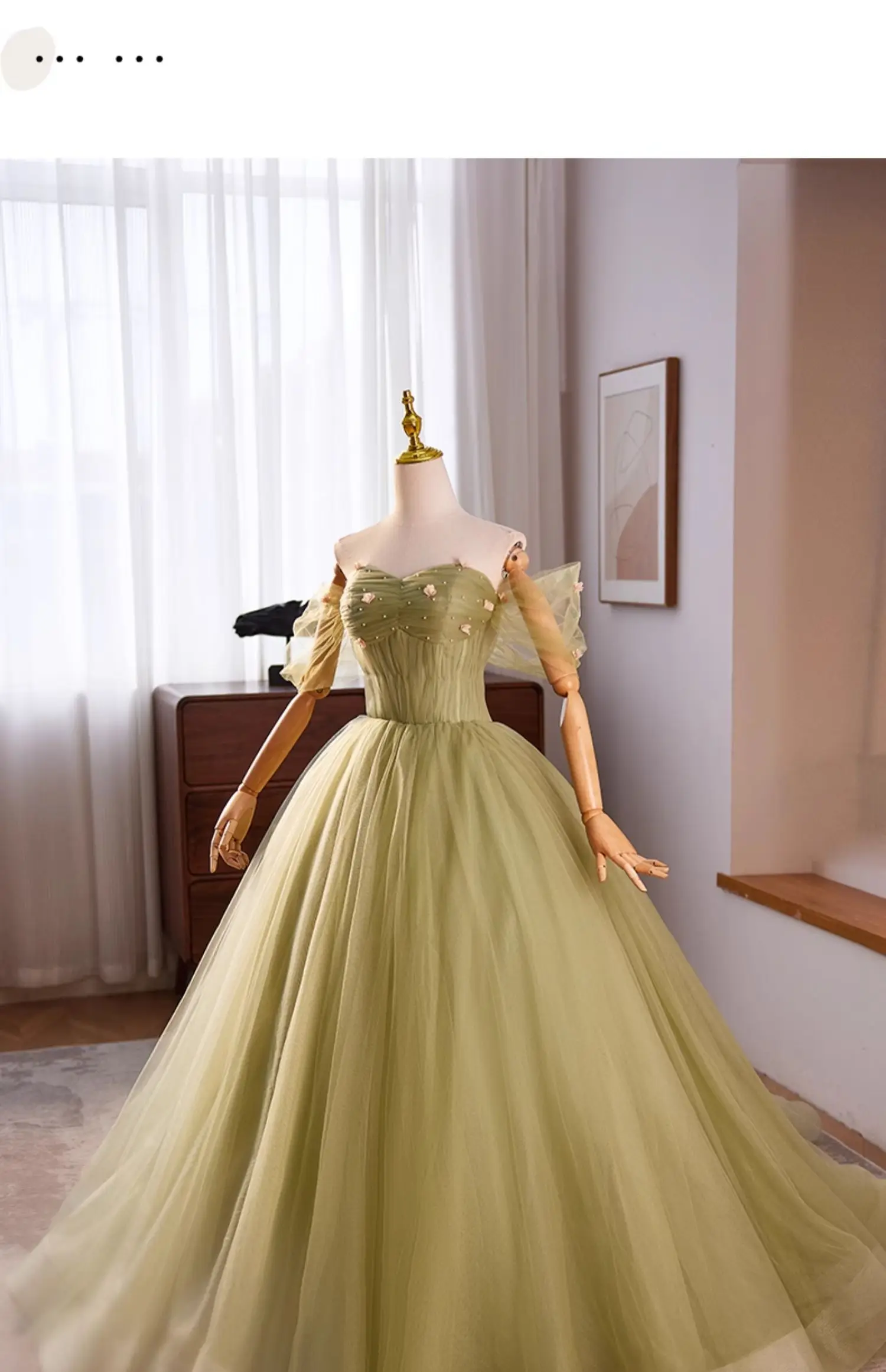 luxury green bubble sleeve court ball gown fairy medieval dress princess queen cosplay gown ball long dress