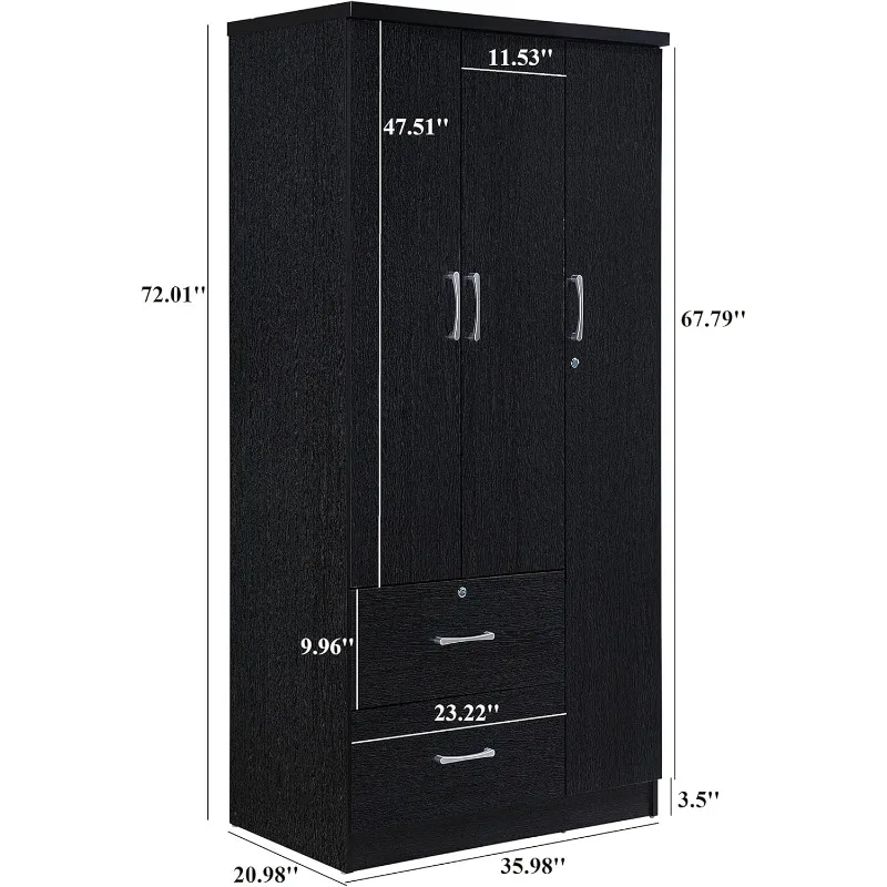 Armários de quarto Hodedah, 21"P x 36"L x 72"H