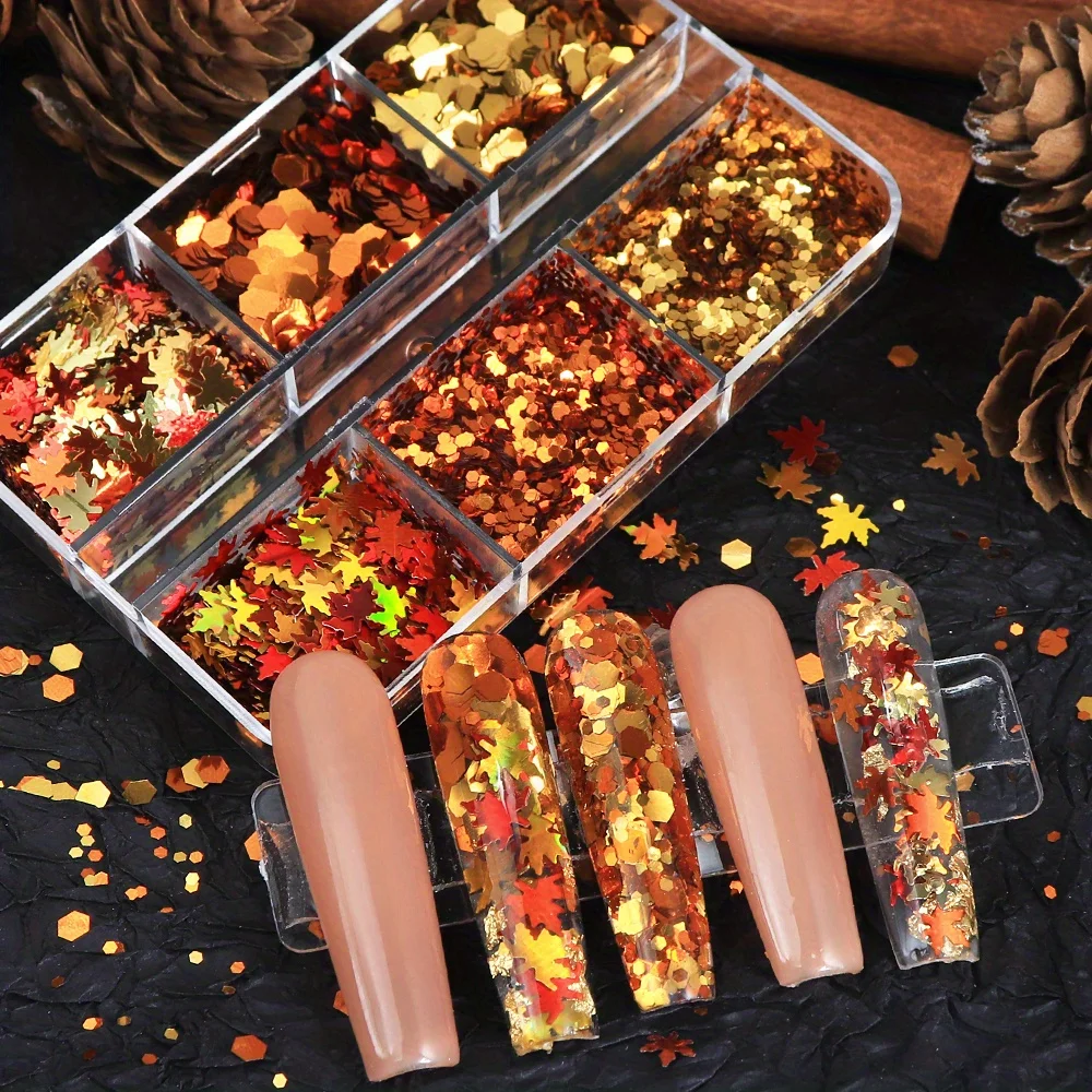 6 Grades de Glitter para Unhas - Gold Foil Flakes avaliação e preço