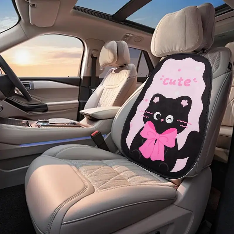 Car Seat Cushion Plush Cushion Car Seat Pad Bow Cat Design Vehicle Seat Protective Anti-Slip For Short Or Long Distance Driving