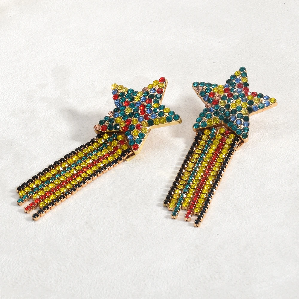 Bohemian Earrings For Women Statement Crystal Jewelry New Handmade Long Tassel Earring Pearls Star Drop Earrings