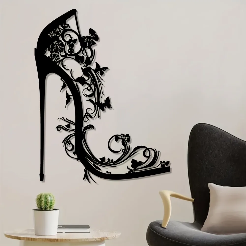 CIFbuy  Luxhome High Heel Shoe Metal Wall Art 1pc Rustproof Weather Resistant Indoor Outdoor Home Garden Decor