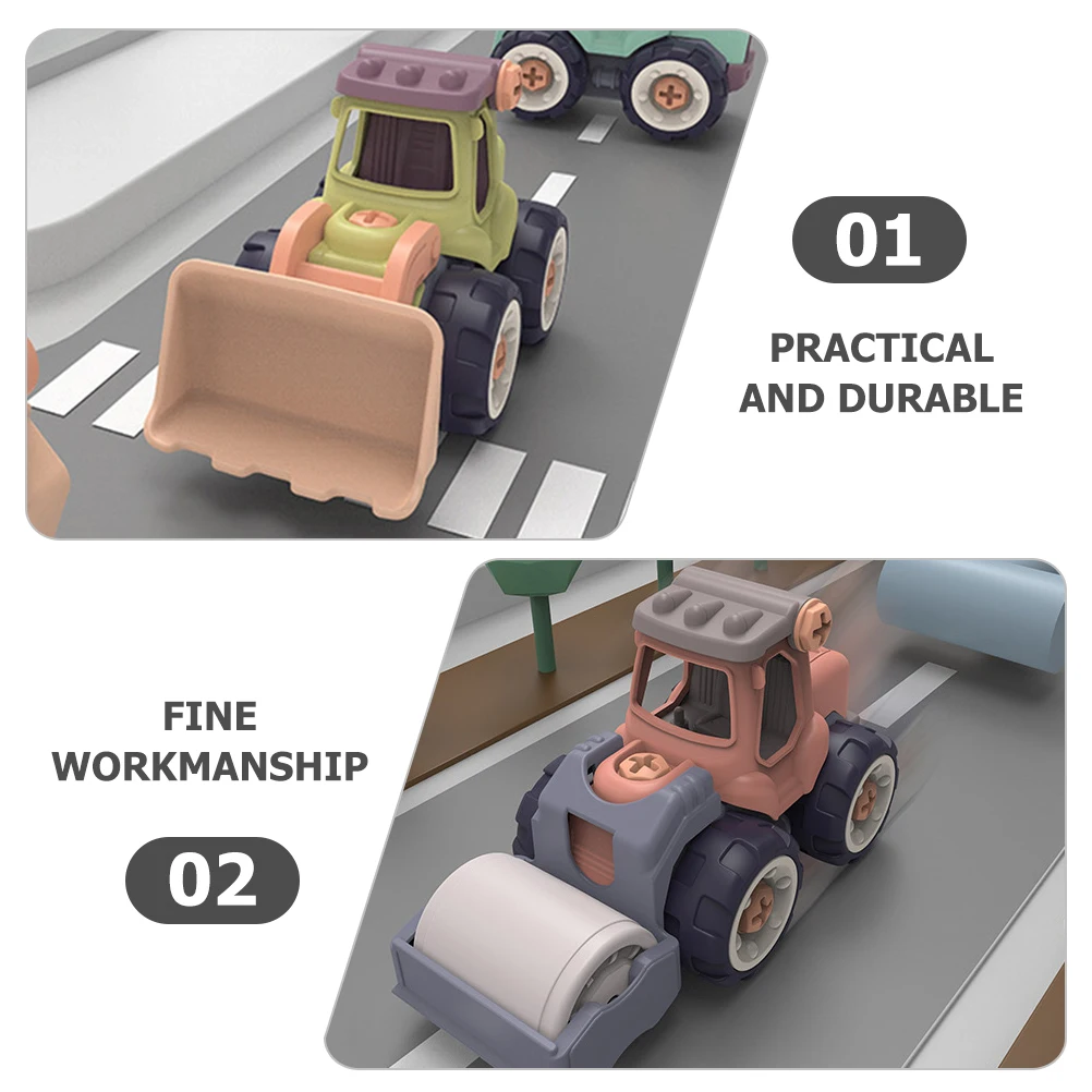 

4pcs Kids Cars Plastic Excavator Simulation Vehicles Playset For Children Small Lightweight Educational Assembly Car