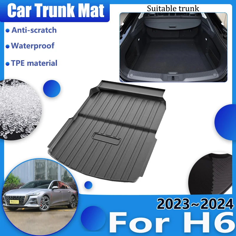 

Car Accessories for Hongqi H6 2023 2024 2025 Rear Trunk Floor Mat Clean Waterproof Anti-dirty Carpet 3D TPE Material Storage Pad